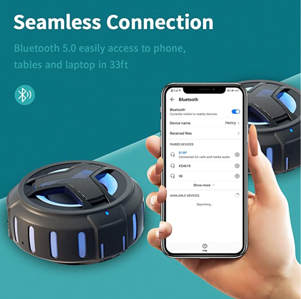 Black Bluetooth Speaker RGB & IP67