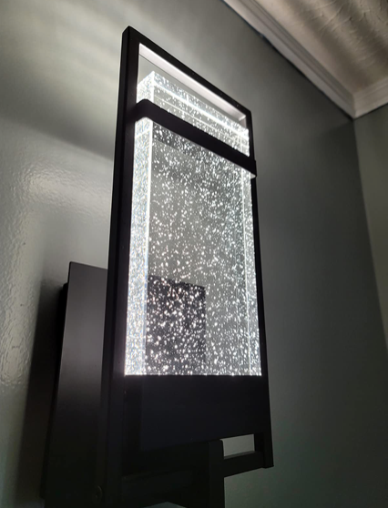 Lámpara de pared interior/exterior de cristal negra