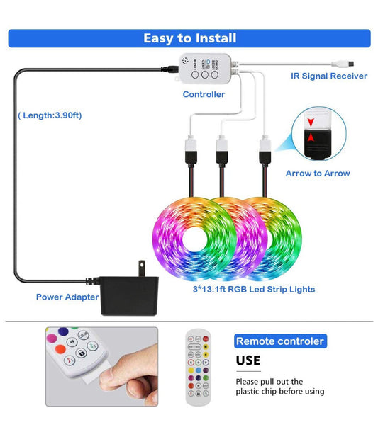 50ft Smart Bluetooth Light Strips for 3D Walls PR